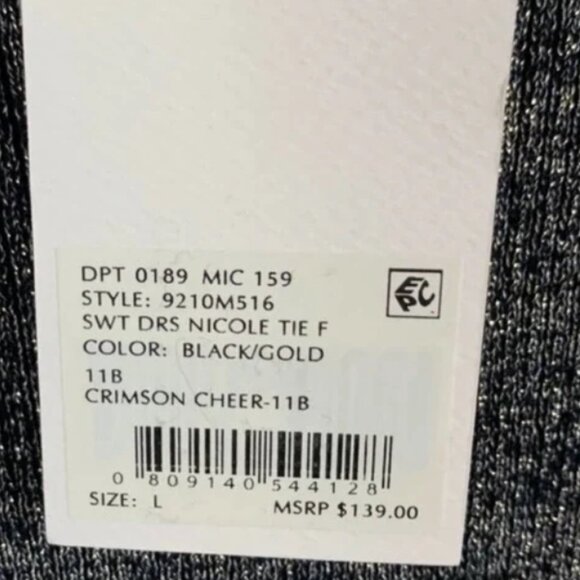 Alex Marie Nicole | Tie Front Sweater Dress Black/Gold | Size Large Women's - Picture 11 of 16